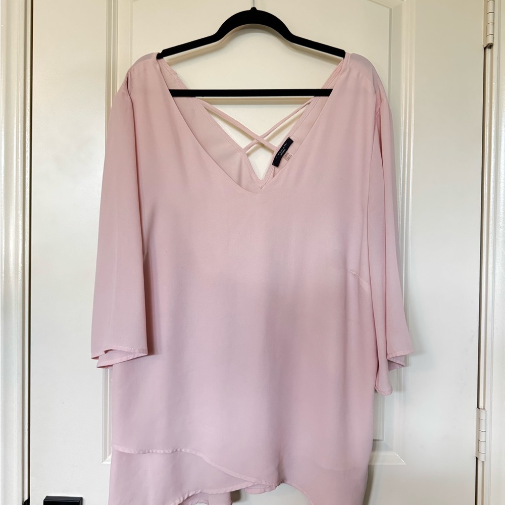 T Tahari Pink Asymmetrical Blouse
